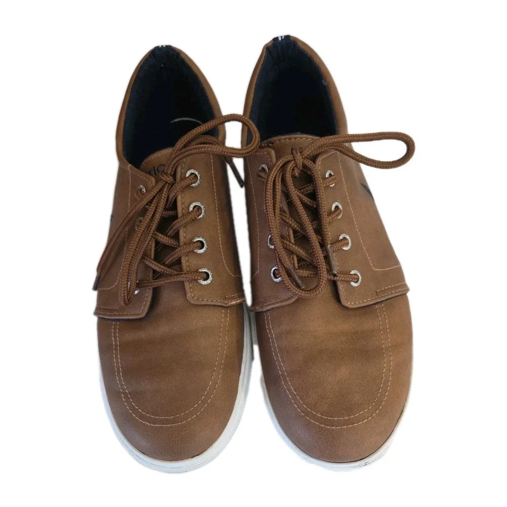 Boy's Size 6 Dress Shoes Brown Nautica Logo Berrian Sneakers Preppy Kids